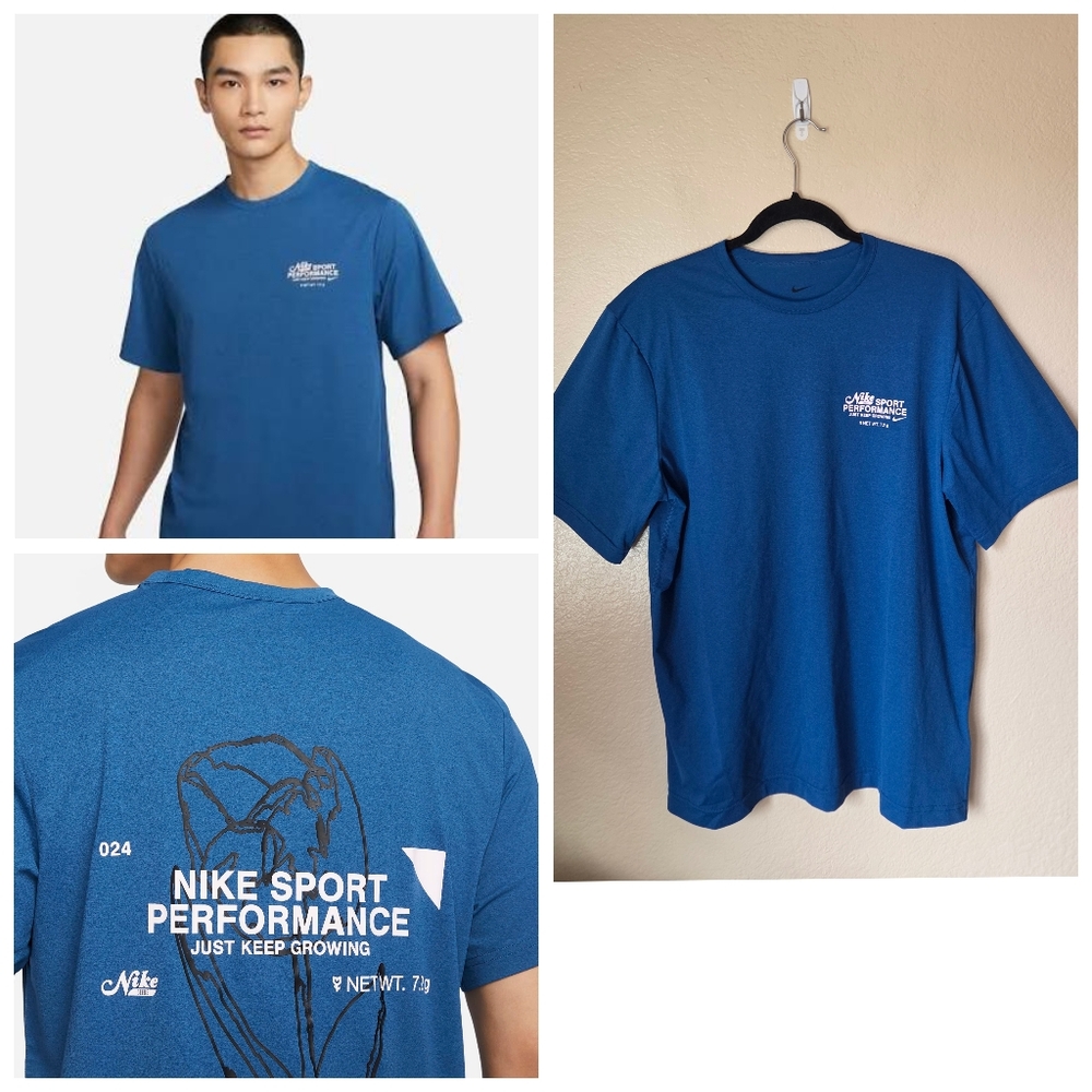 Nike Dri Fit UV Hyverse T Shirt Blue Size Medium